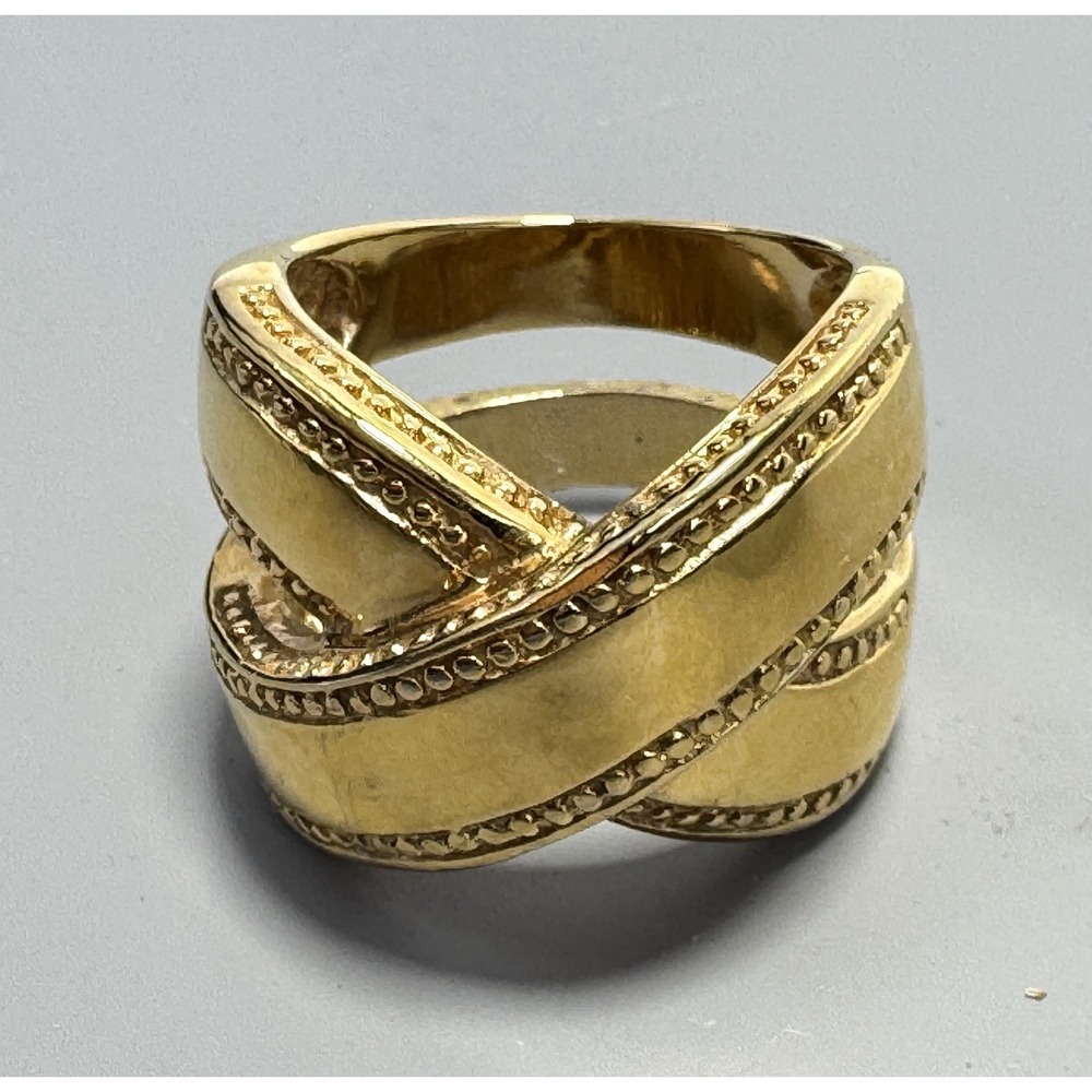 Designs by FMC FAS 925 Sterling Silver Gold Tone Size 7 Crossover Ring 10.9g